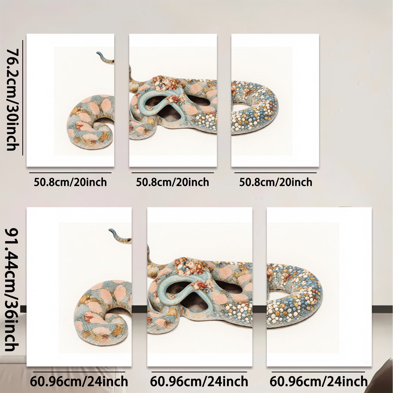 2D flat 1pc whimsical colorful snake painting abstract art wall decor farmhouse living room bedroom modern gallery wrapped canvas prints