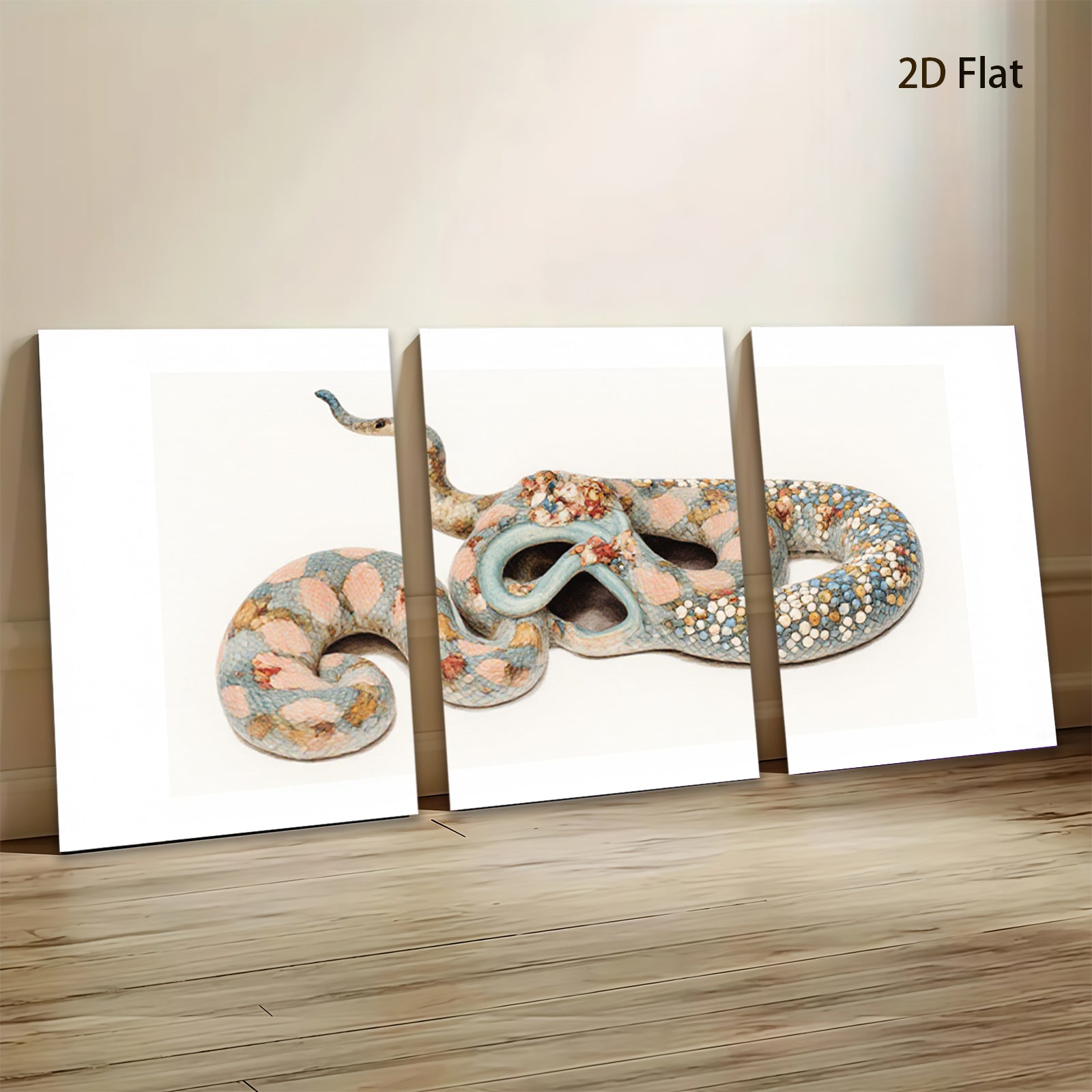 2D flat 1pc whimsical colorful snake painting abstract art wall decor farmhouse living room bedroom modern gallery wrapped canvas prints