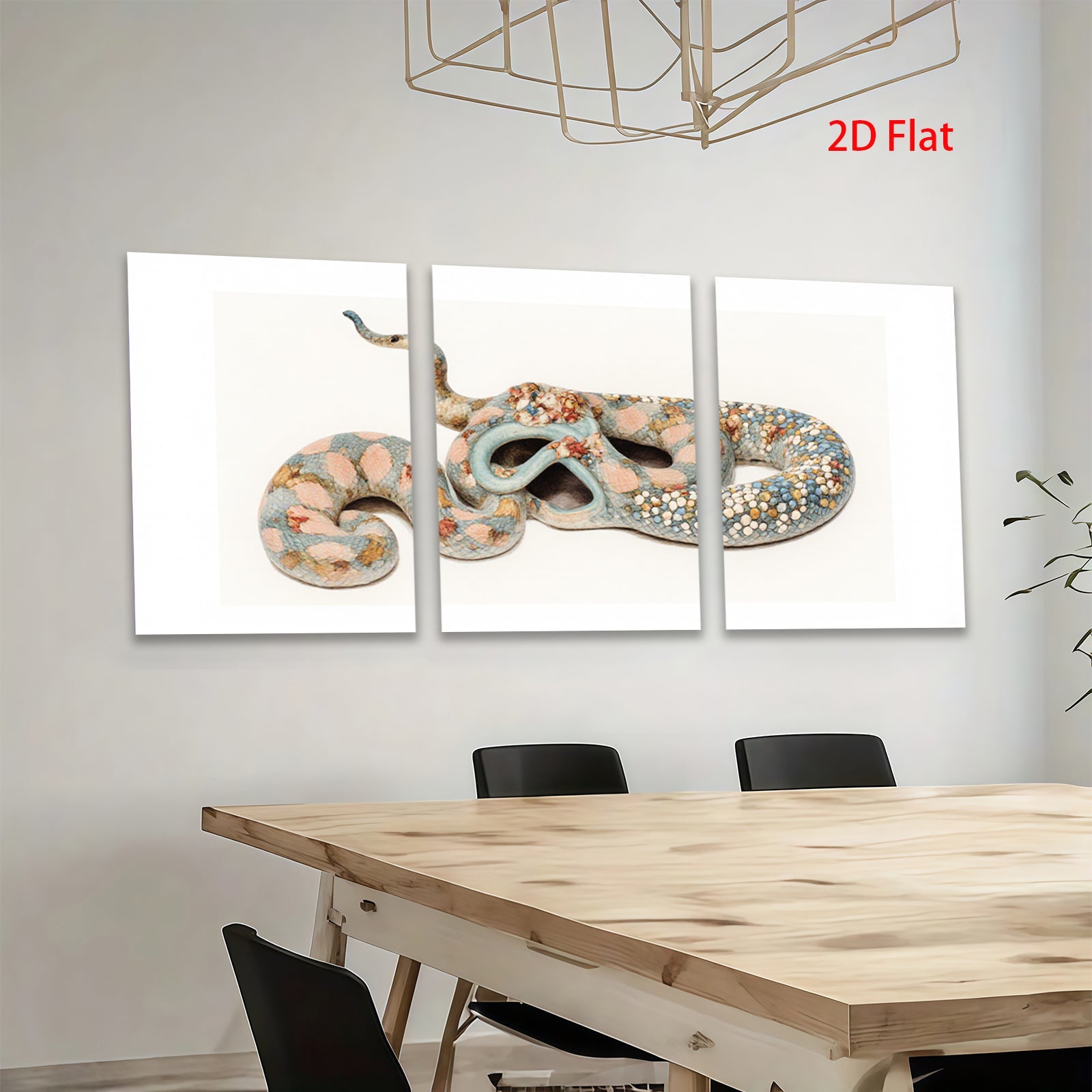 2D flat 1pc whimsical colorful snake painting abstract art wall decor farmhouse living room bedroom modern gallery wrapped canvas prints