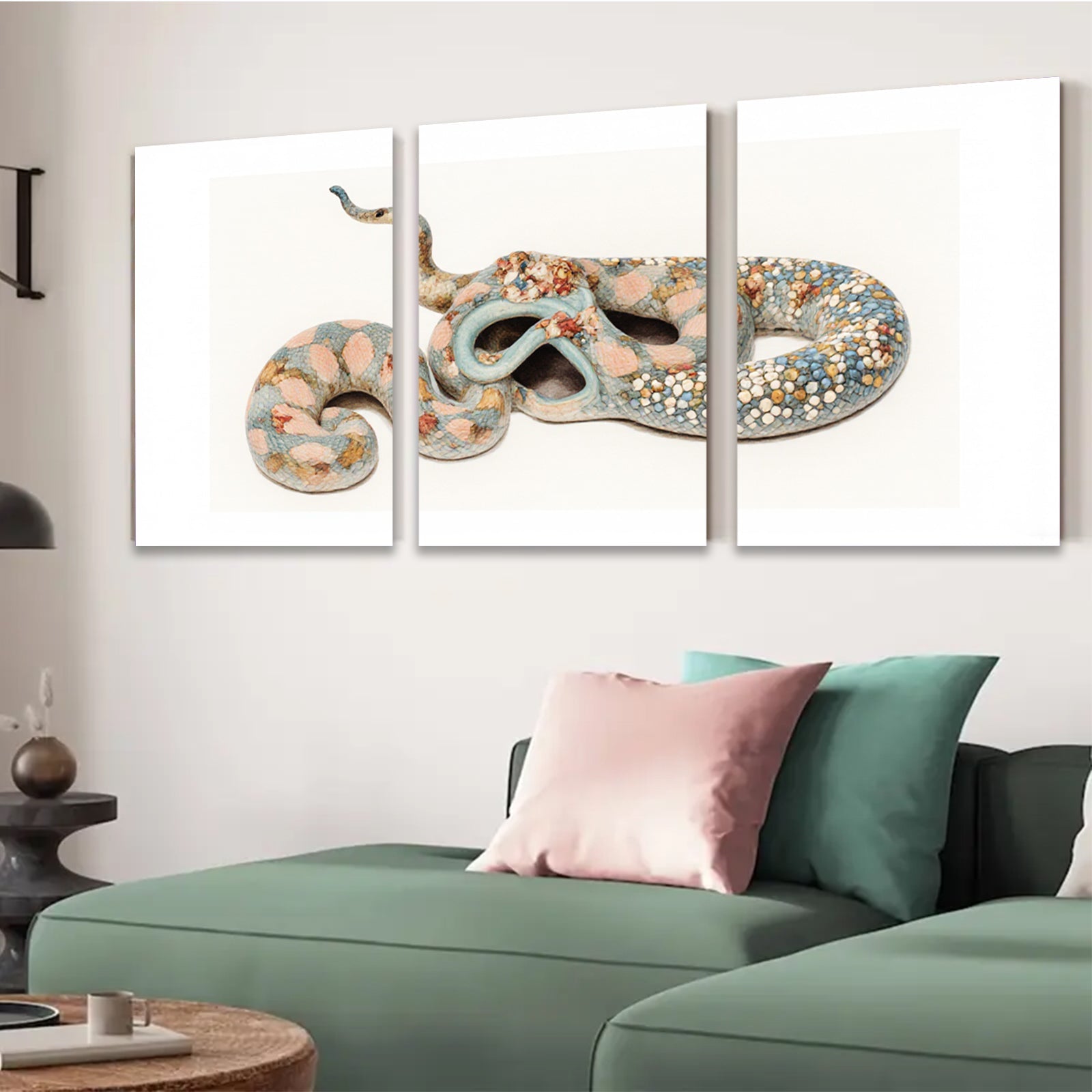 2D flat 1pc whimsical colorful snake painting abstract art wall decor farmhouse living room bedroom modern gallery wrapped canvas prints