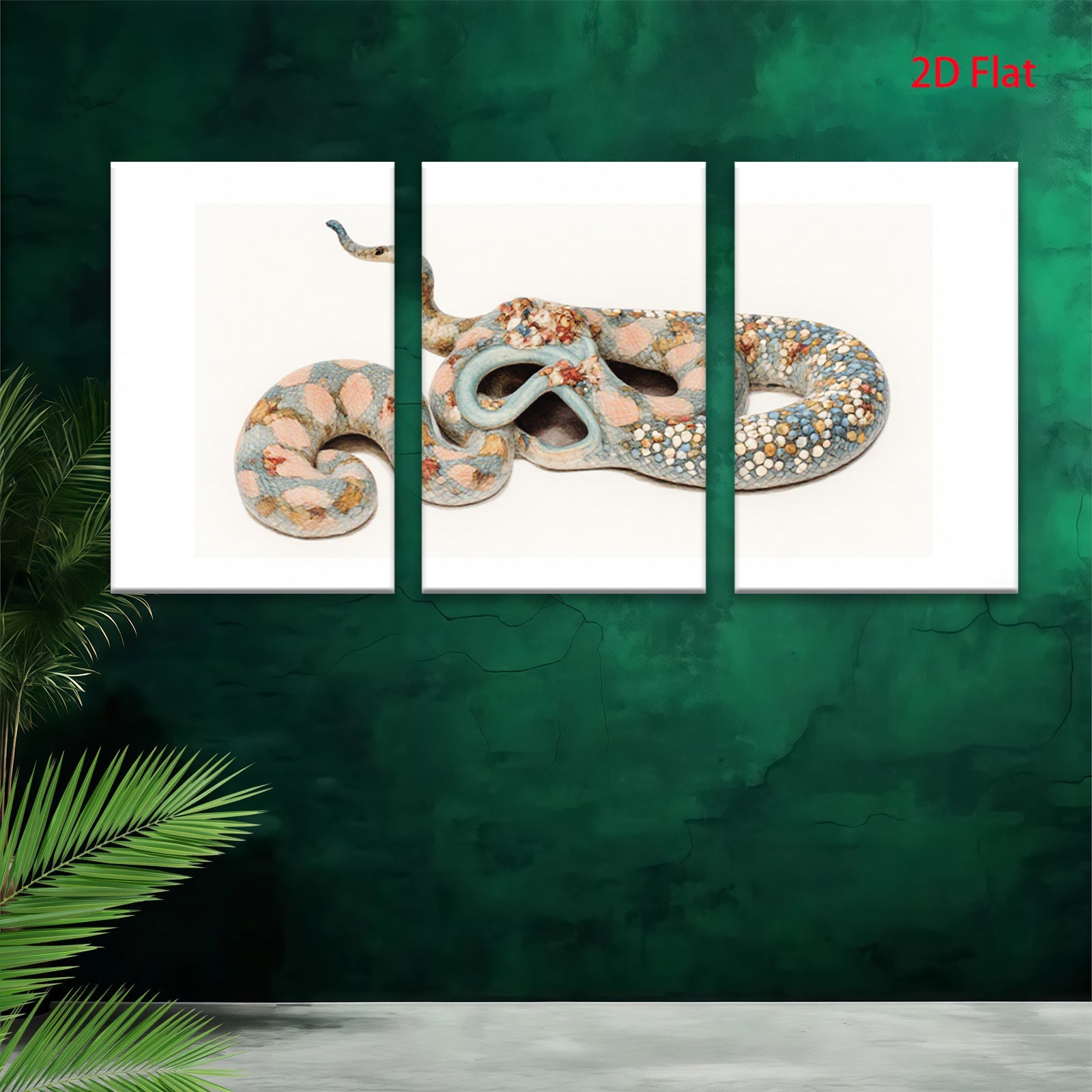 2D flat 1pc whimsical colorful snake painting abstract art wall decor farmhouse living room bedroom modern gallery wrapped canvas prints