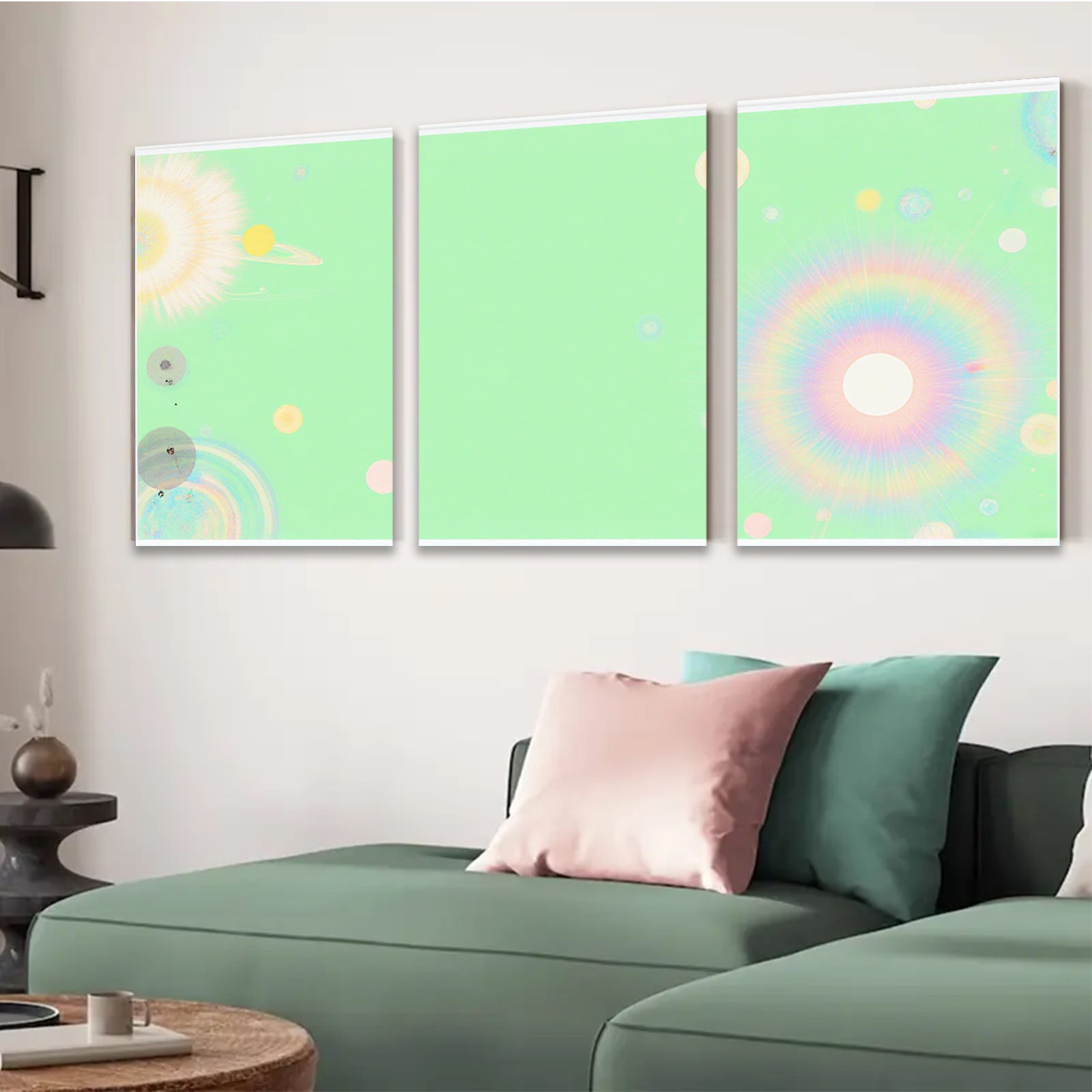2D flat 1pc whimsical dandelion bloom modern farmhouse wall art bedroom living room decor gallery wrapped canvas print botanical floral statement piece cozy vibes