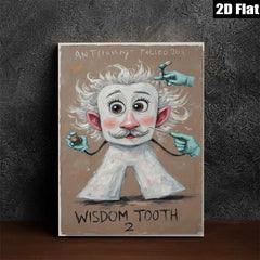 2D flat 1pc whimsical dentist pulls tooth colorful wall art home office decor modern farmhouse style gallery wrapped canvas prints