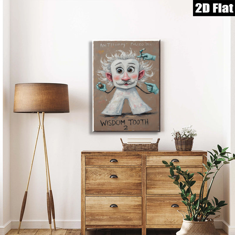 2D flat 1pc whimsical dentist pulls tooth colorful wall art home office decor modern farmhouse style gallery wrapped canvas prints