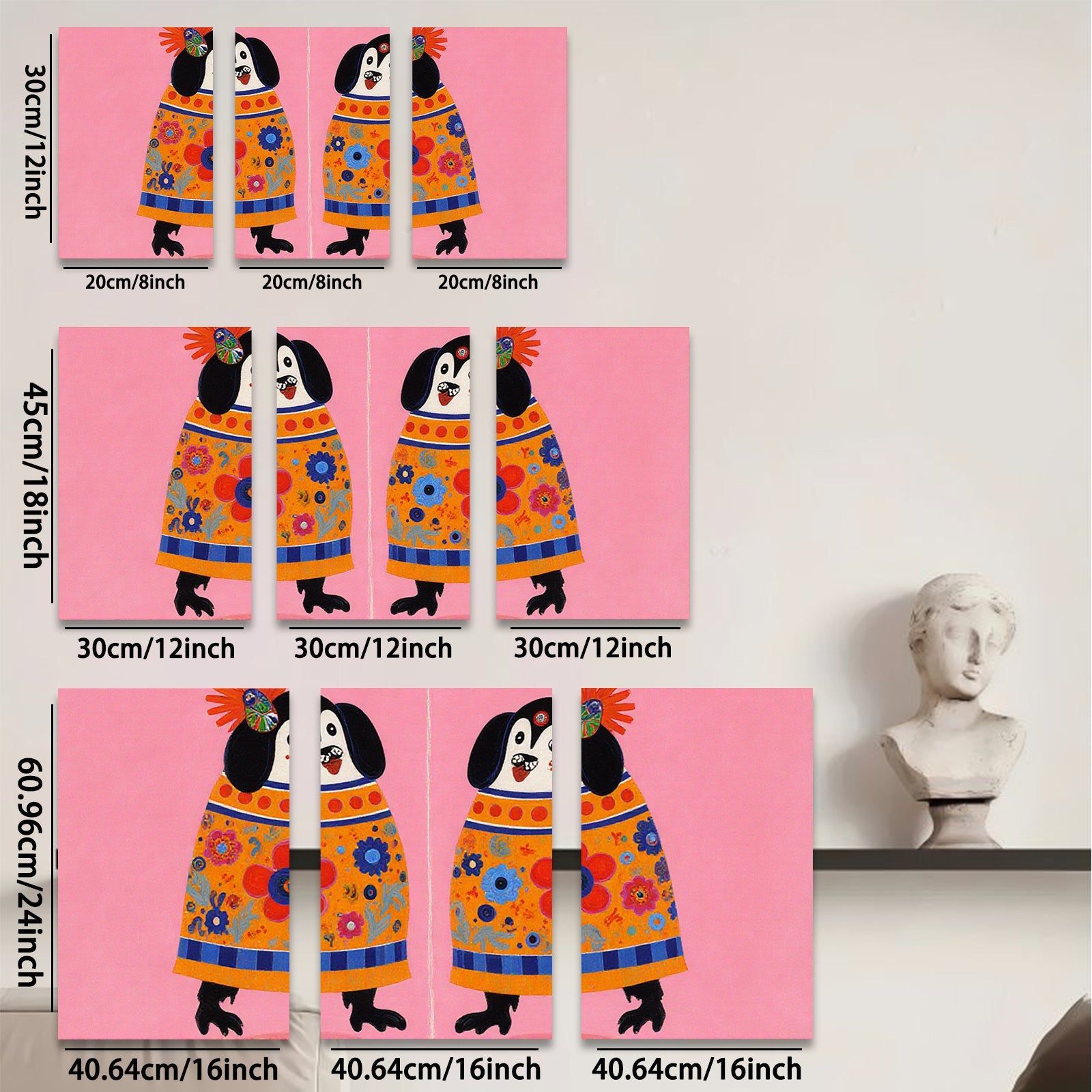 2D flat 1pc whimsical dog portrait vibrant floral dress farmhouse wall art kids room decor gallery wrapped canvas print modern aesthetic