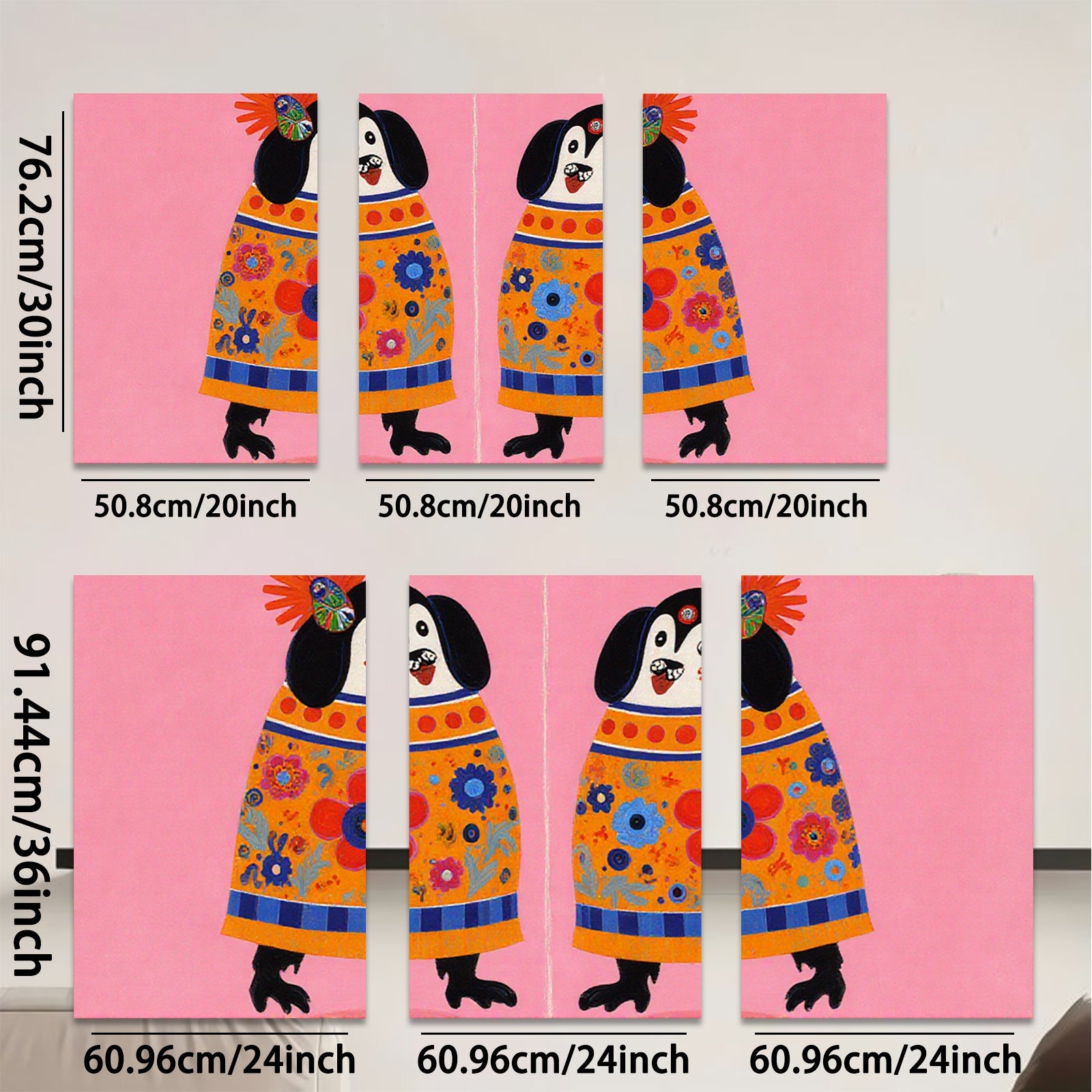 2D flat 1pc whimsical dog portrait vibrant floral dress farmhouse wall art kids room decor gallery wrapped canvas print modern aesthetic