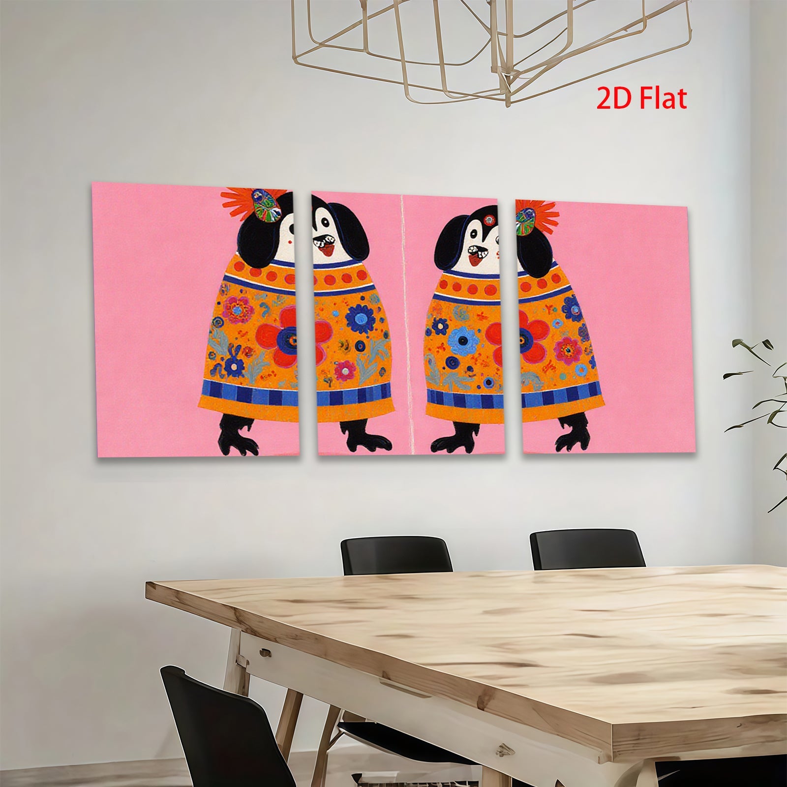 2D flat 1pc whimsical dog portrait vibrant floral dress farmhouse wall art kids room decor gallery wrapped canvas print modern aesthetic
