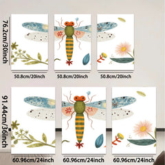 2D flat 1pc whimsical dragonfly botanical wall art prints farmhouse kitchen living room decor gallery wrapped canvas modern aesthetic