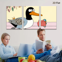 2D flat 1pc whimsical duck pig illustration kids room nursery playroom wall decor farmhouse style modern minimalist gallery wrapped canvas prints