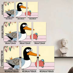 2D flat 1pc whimsical duck pig illustration kids room nursery playroom wall decor farmhouse style modern minimalist gallery wrapped canvas prints