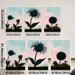 2D flat 1pc whimsical fairy flower silhouettes garden wall decor bedroom living room farmhouse style modern art canvas prints