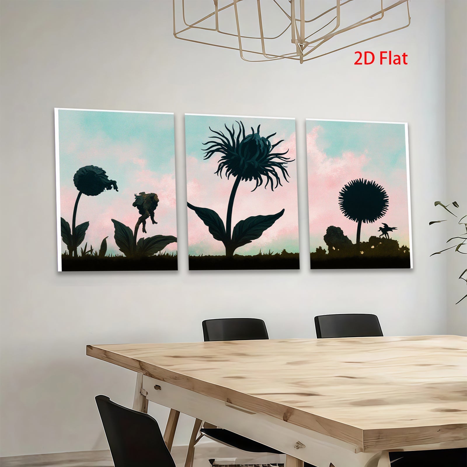 2D flat 1pc whimsical fairy flower silhouettes garden wall decor bedroom living room farmhouse style modern art canvas prints
