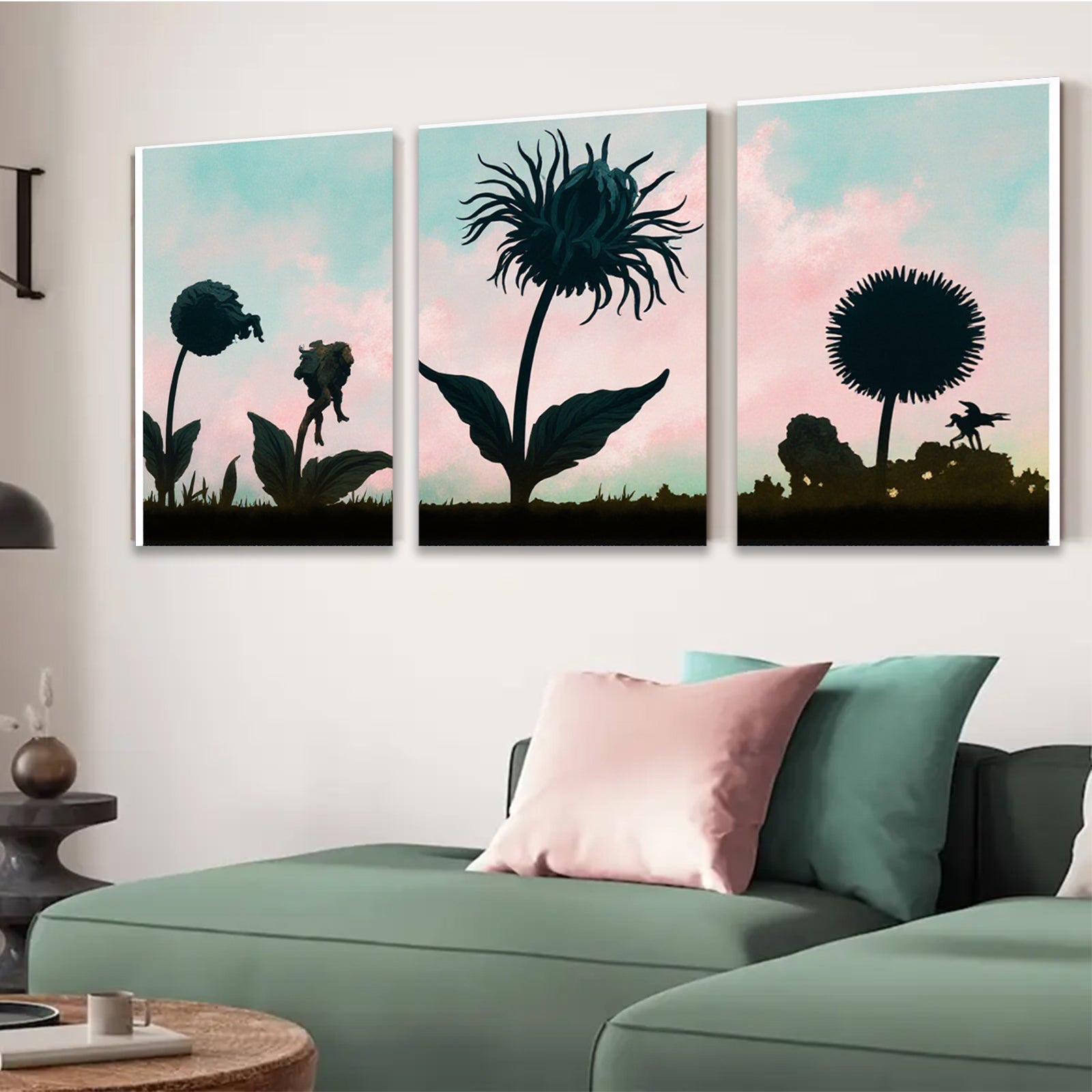 2D flat 1pc whimsical fairy flower silhouettes garden wall decor bedroom living room farmhouse style modern art canvas prints