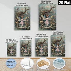 2D flat 1pc whimsical fairy realm enchanted forest girl pastel dreamscape bedroom wall art gallery wrapped canvas modern farmhouse décor