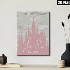 2D flat 1pc whimsical fairytale castle wall art canvas prints for bedroom living room decor farmhouse style modern minimalist aesthetic gallery wrapped timeless elegance