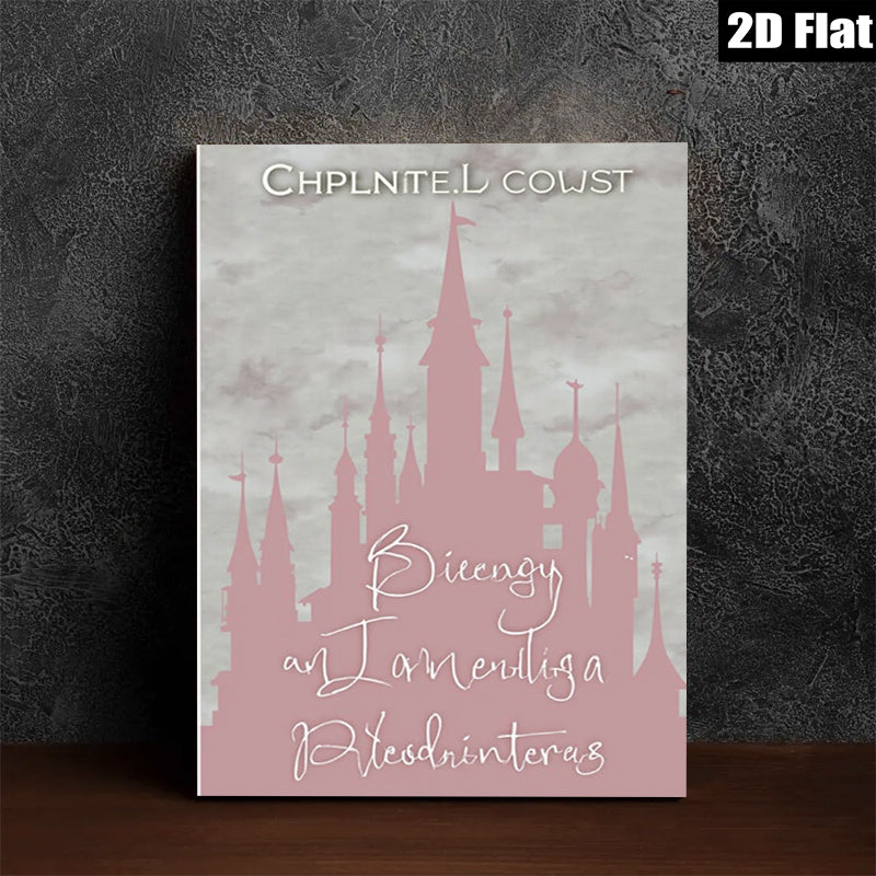 2D flat 1pc whimsical fairytale castle wall art canvas prints for bedroom living room decor farmhouse style modern minimalist aesthetic gallery wrapped timeless elegance