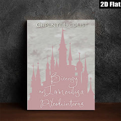 2D flat 1pc whimsical fairytale castle wall art canvas prints for bedroom living room decor farmhouse style modern minimalist aesthetic gallery wrapped timeless elegance