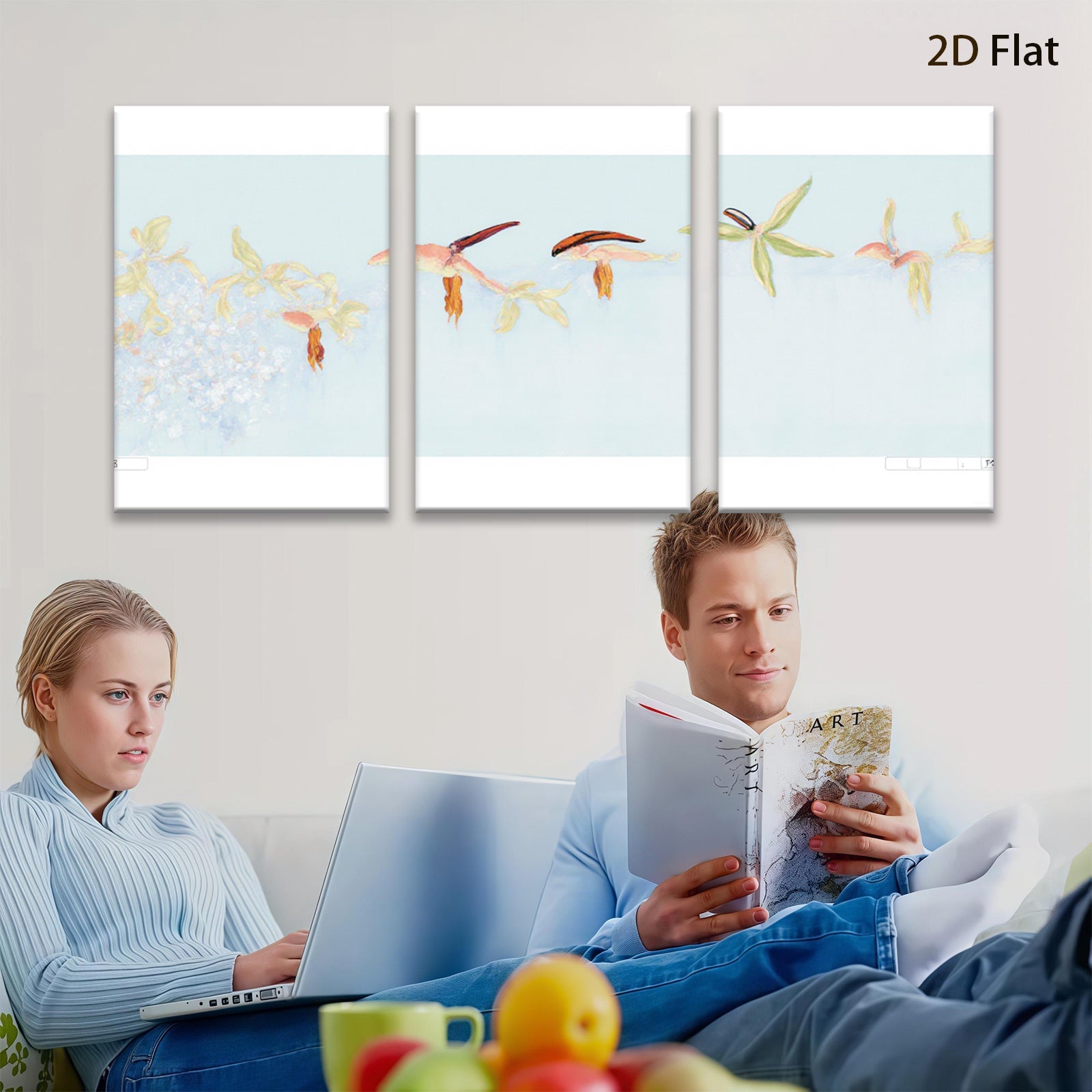 2D flat 1pc whimsical floral bloom painting delicate botanical wall art for living room bedroom gallery wrapped canvas modern farmhouse decor trending now