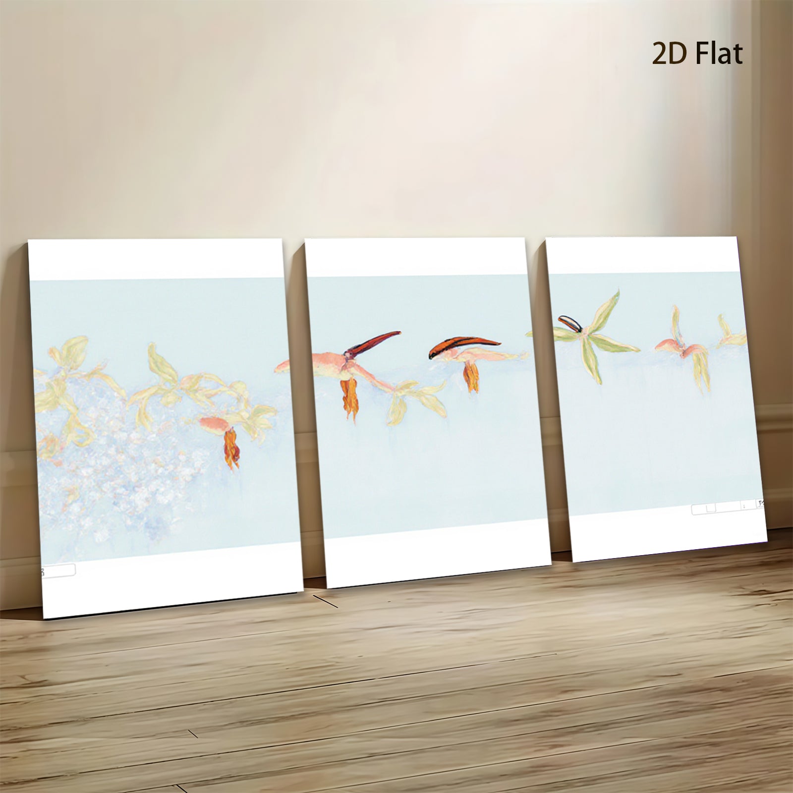 2D flat 1pc whimsical floral bloom painting delicate botanical wall art for living room bedroom gallery wrapped canvas modern farmhouse decor trending now
