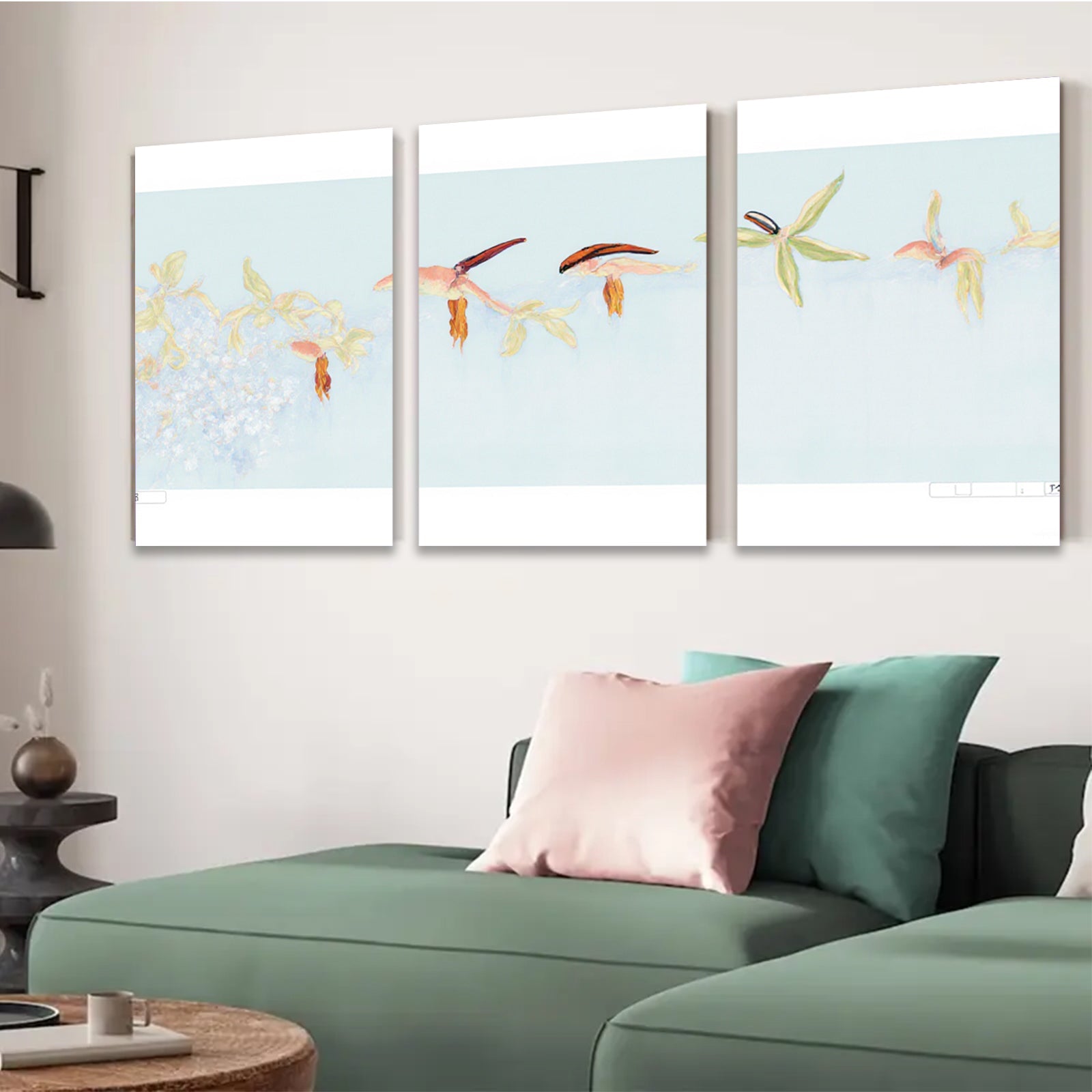 2D flat 1pc whimsical floral bloom painting delicate botanical wall art for living room bedroom gallery wrapped canvas modern farmhouse decor trending now