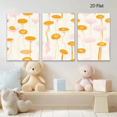 2D flat 1pc whimsical floral botanical wall art prints for bedroom living room farmhouse decor gallery wrapped canvas modern minimalist