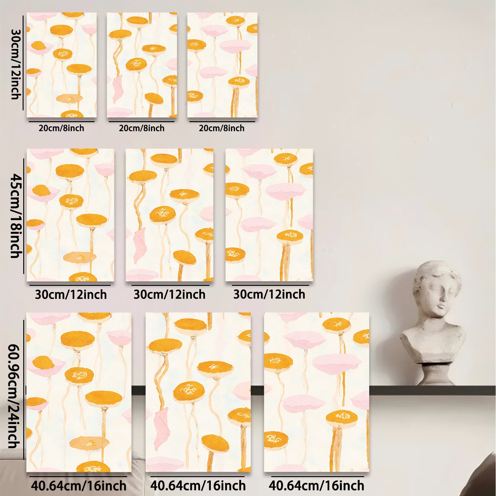 2D flat 1pc whimsical floral botanical wall art prints for bedroom living room farmhouse decor gallery wrapped canvas modern minimalist