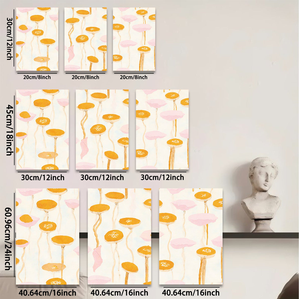 2D flat 1pc whimsical floral botanical wall art prints for bedroom living room farmhouse decor gallery wrapped canvas modern minimalist