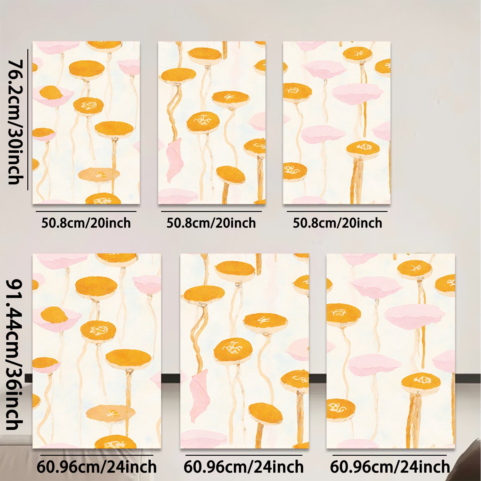 2D flat 1pc whimsical floral botanical wall art prints for bedroom living room farmhouse decor gallery wrapped canvas modern minimalist