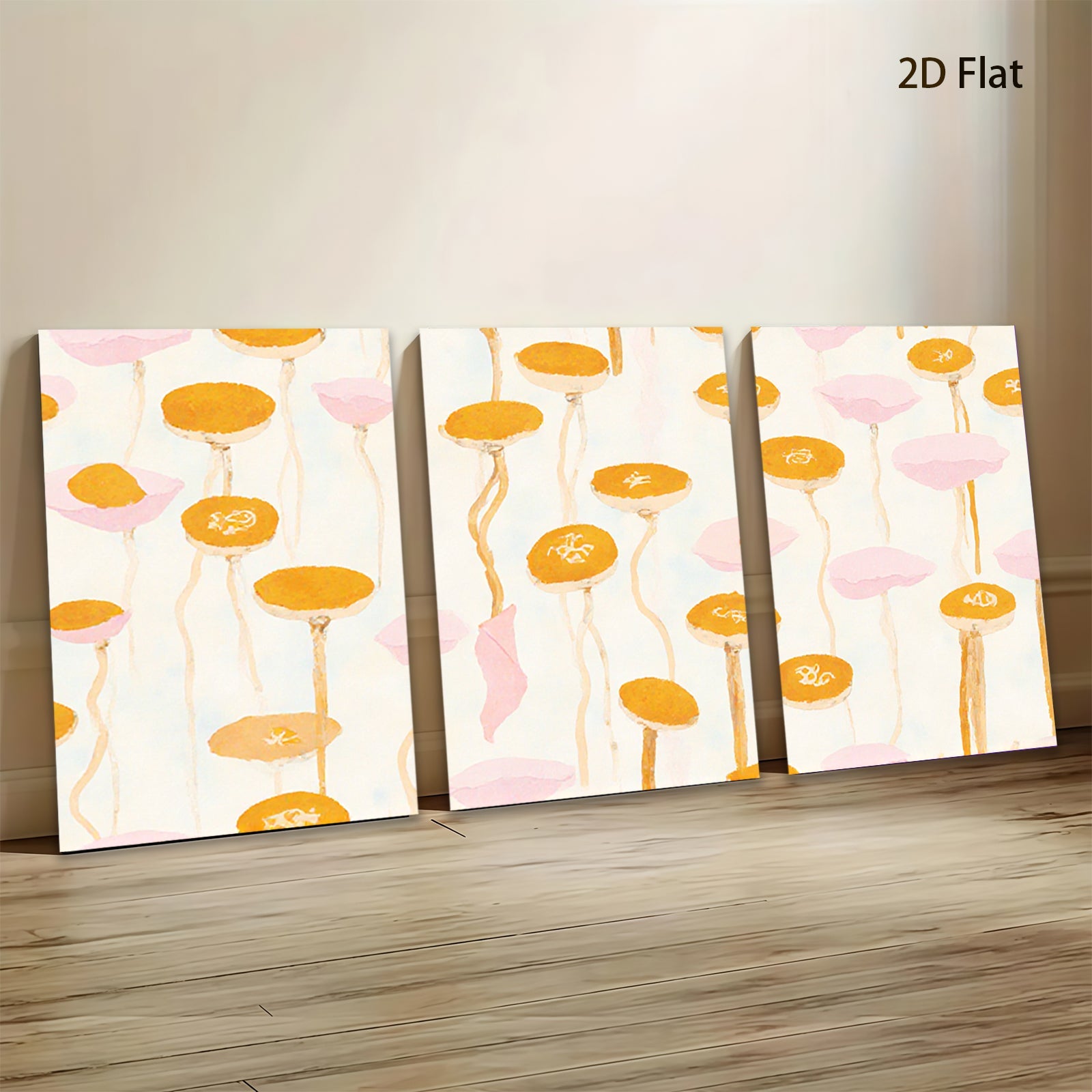 2D flat 1pc whimsical floral botanical wall art prints for bedroom living room farmhouse decor gallery wrapped canvas modern minimalist