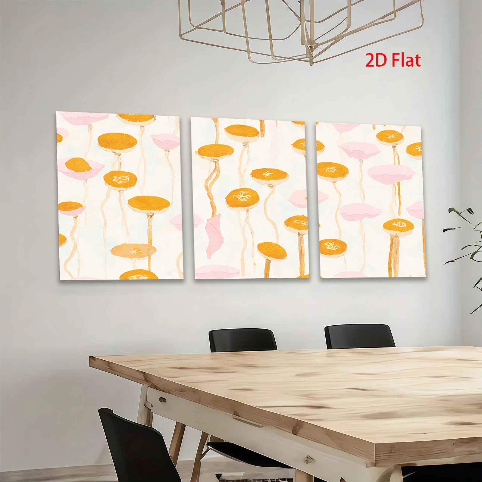 2D flat 1pc whimsical floral botanical wall art prints for bedroom living room farmhouse decor gallery wrapped canvas modern minimalist