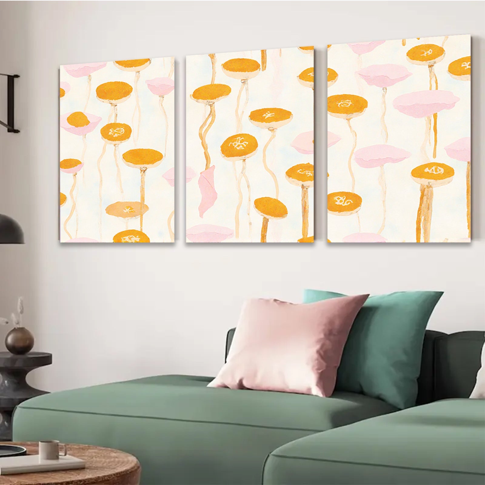 2D flat 1pc whimsical floral botanical wall art prints for bedroom living room farmhouse decor gallery wrapped canvas modern minimalist