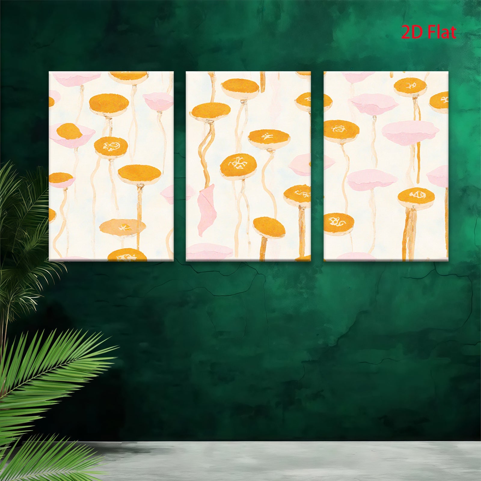 2D flat 1pc whimsical floral botanical wall art prints for bedroom living room farmhouse decor gallery wrapped canvas modern minimalist