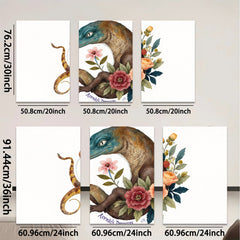 2D flat 1pc whimsical floral dragon botanical wall art print for bedroom living room home decor gallery wrapped canvas modern farmhouse style