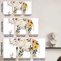 2D flat 1pc whimsical floral elephant nursery wall art bedroom decor farmhouse style living room canvas prints modern minimalist aesthetic