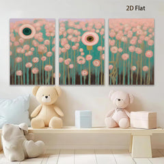 2D flat 1pc whimsical floral meadow abstract botanical art gallery wall bedroom living room farmhouse modern cozy canvas print