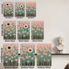 2D flat 1pc whimsical floral meadow abstract botanical art gallery wall bedroom living room farmhouse modern cozy canvas print