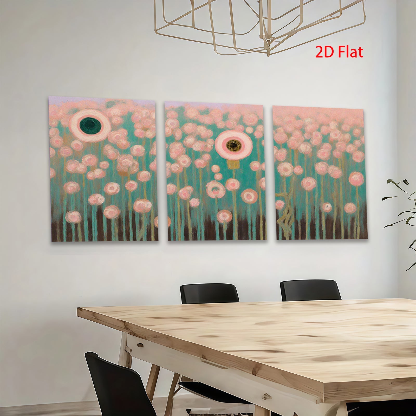 2D flat 1pc whimsical floral meadow abstract botanical art gallery wall bedroom living room farmhouse modern cozy canvas print