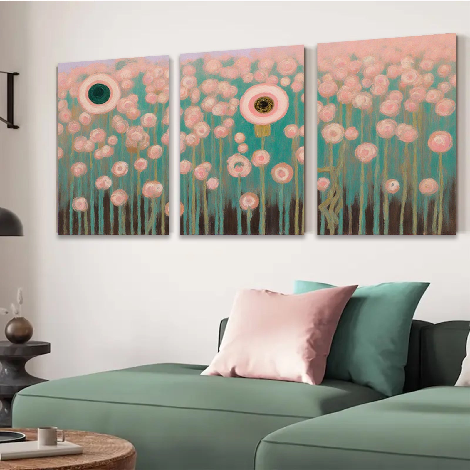 2D flat 1pc whimsical floral meadow abstract botanical art gallery wall bedroom living room farmhouse modern cozy canvas print