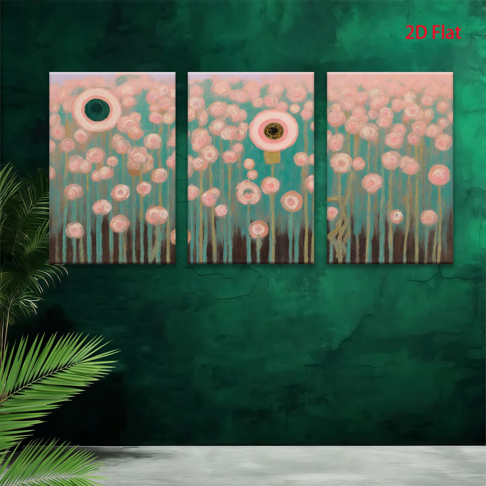 2D flat 1pc whimsical floral meadow abstract botanical art gallery wall bedroom living room farmhouse modern cozy canvas print