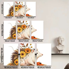 2D flat 1pc whimsical floral mouse painting cozy farmhouse wall art nursery decor botanical prints gallery wrapped canvas modern aesthetic