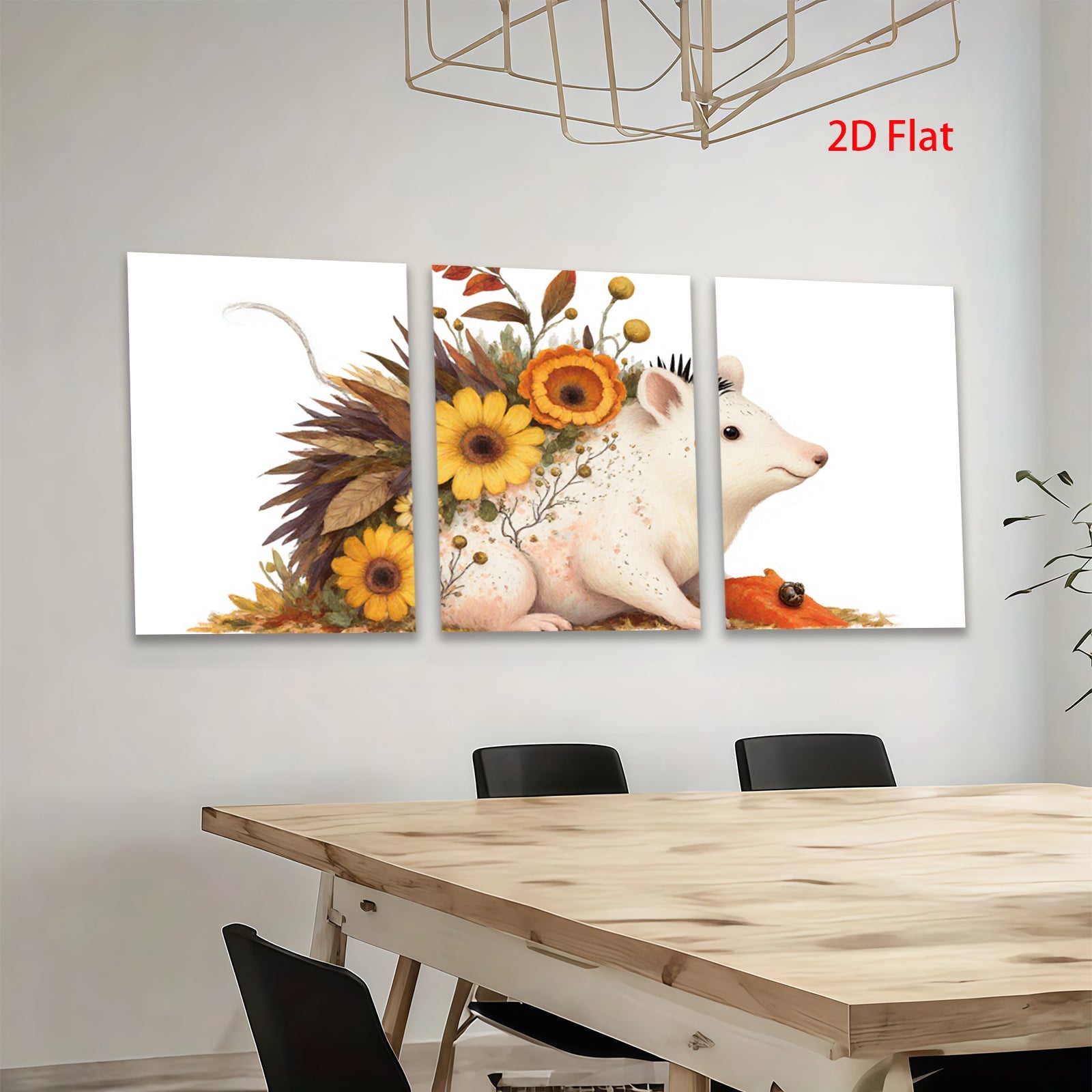 2D flat 1pc whimsical floral mouse painting cozy farmhouse wall art nursery decor botanical prints gallery wrapped canvas modern aesthetic