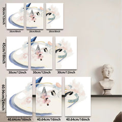2D flat 1pc whimsical floral still life modern art canvas wall decor living room bedroom office farmhouse style gallery wrapped