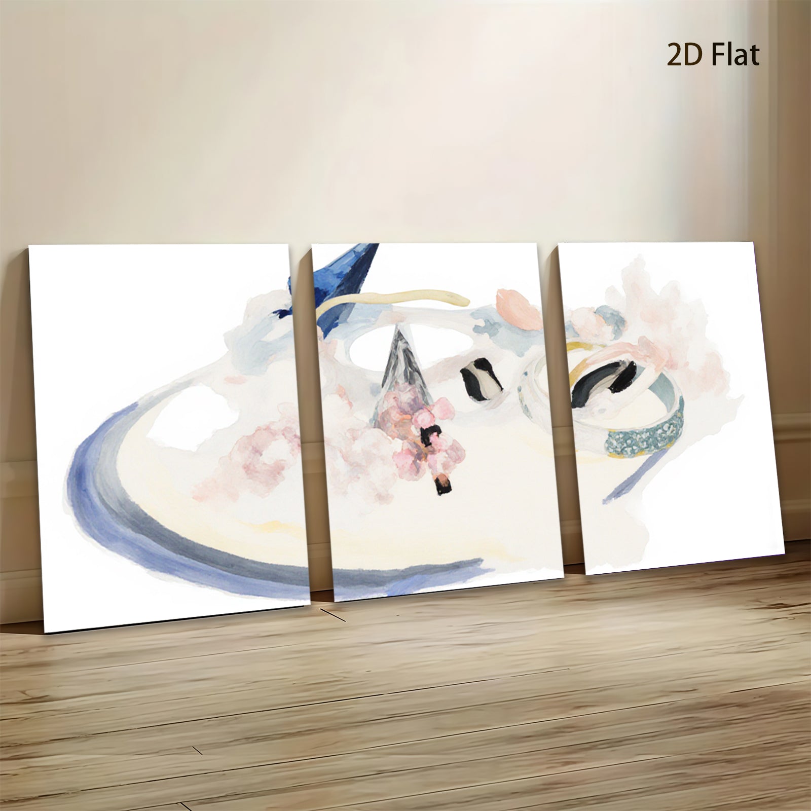 2D flat 1pc whimsical floral still life modern art canvas wall decor living room bedroom office farmhouse style gallery wrapped