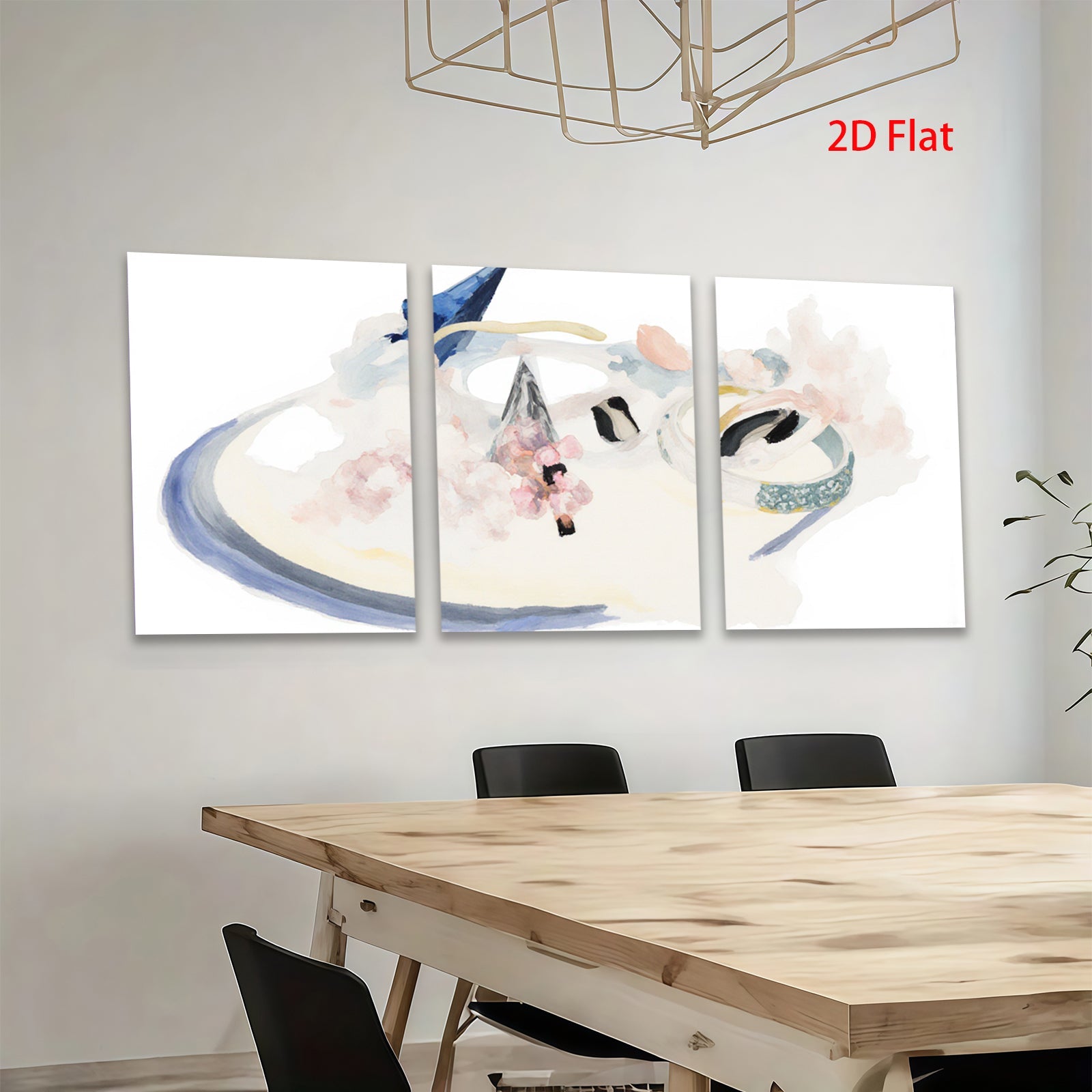 2D flat 1pc whimsical floral still life modern art canvas wall decor living room bedroom office farmhouse style gallery wrapped