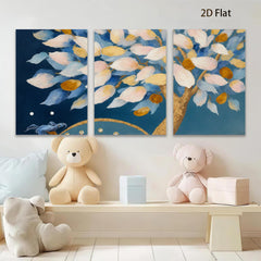 2D flat 1pc whimsical floral tree painting serene canvas wall art bedroom living room decor farmhouse style modern gallery wrapped