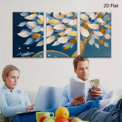 2D flat 1pc whimsical floral tree painting serene canvas wall art bedroom living room decor farmhouse style modern gallery wrapped