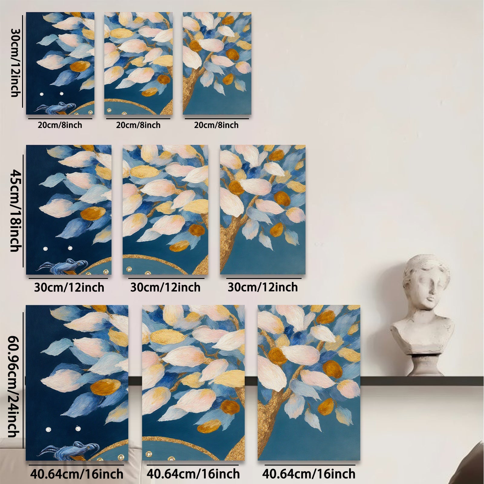 2D flat 1pc whimsical floral tree painting serene canvas wall art bedroom living room decor farmhouse style modern gallery wrapped