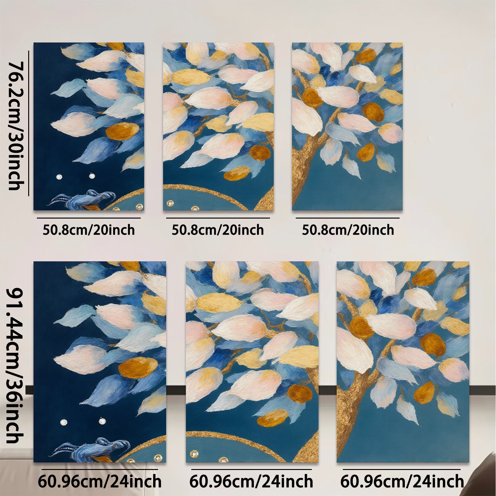 2D flat 1pc whimsical floral tree painting serene canvas wall art bedroom living room decor farmhouse style modern gallery wrapped