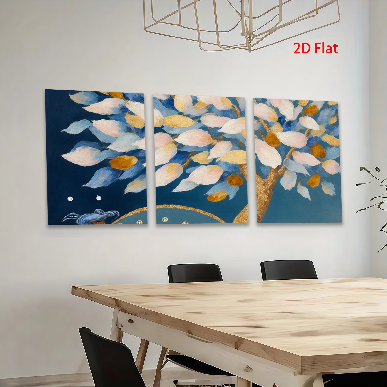 2D flat 1pc whimsical floral tree painting serene canvas wall art bedroom living room decor farmhouse style modern gallery wrapped