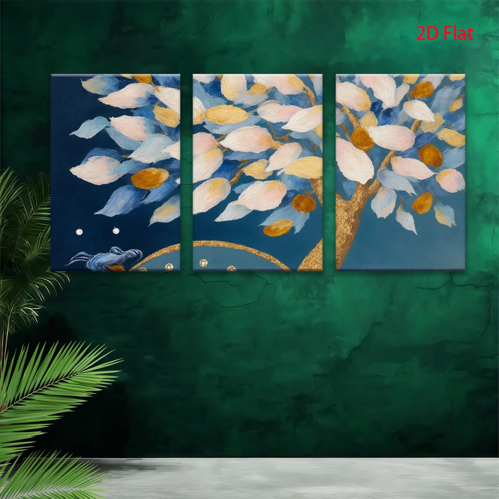 2D flat 1pc whimsical floral tree painting serene canvas wall art bedroom living room decor farmhouse style modern gallery wrapped